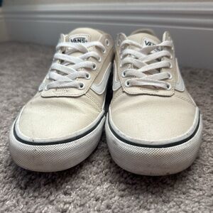 Vans Cream Canvas Lace-Up Sneakers